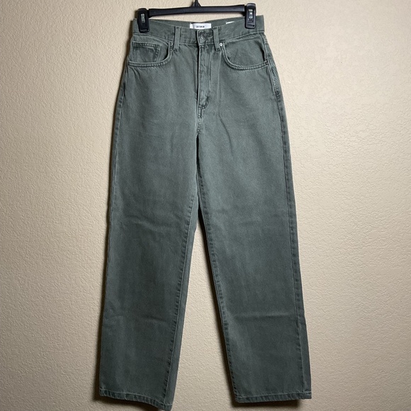 Cotton On Denim - Cotton On Womens 2 Green Loose Straight Jean Denim High Waisted Wide Leg‎